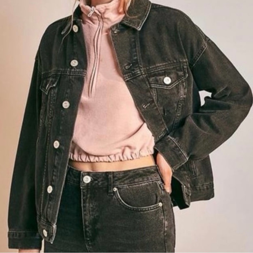 BDG Black Denim Jacket with White Accents